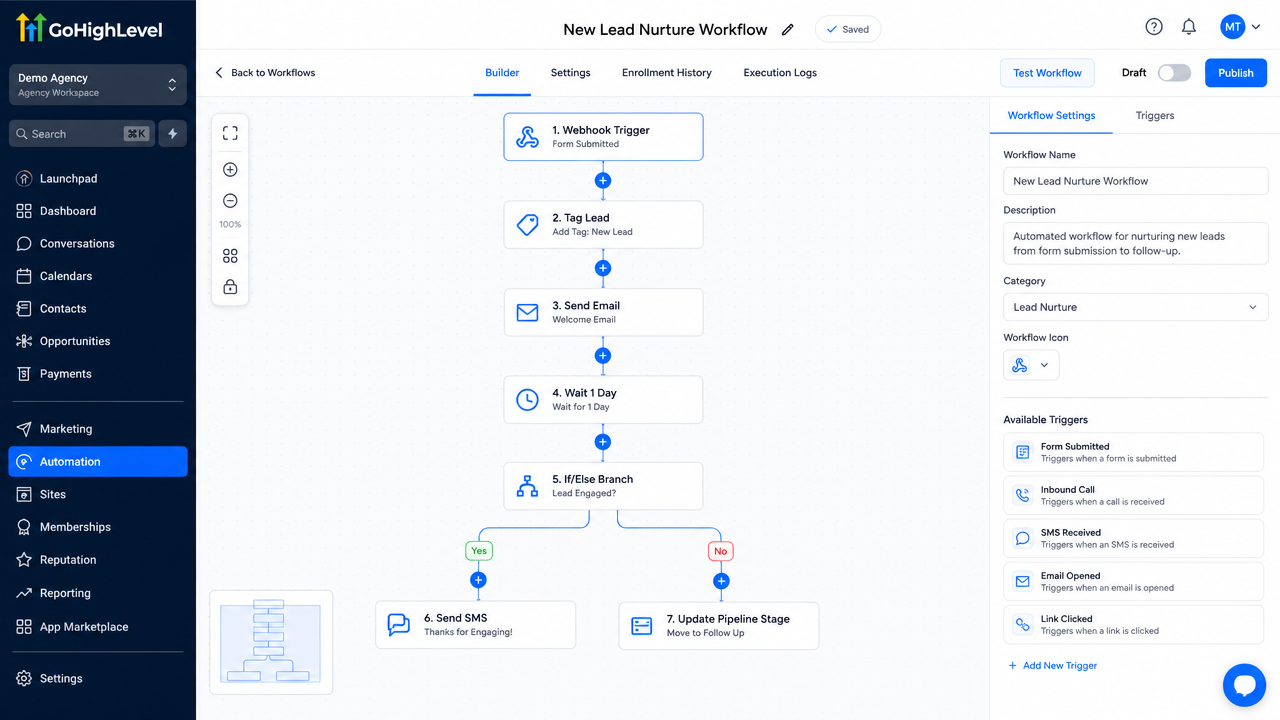 Multi-Workflow Automation System — GoHighLevel screenshot